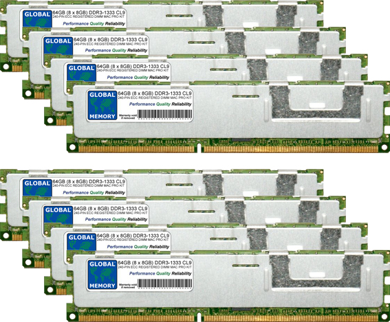 64GB (8 x 8GB) DDR3 1333MHz PC3-10600 240-PIN ECC REGISTERED DIMM (RDIMM) MEMORY RAM KIT FOR APPLE MAC PRO (MID 2010 - MID 2012) 64GB (8 x 8GB) DDR3 1333MHz PC3-10600 240-PIN ECC REGISTERED DIMM (RDIMM) MEMORY RAM KIT FOR APPLE MAC PRO (MID 2010 - MID 2012)